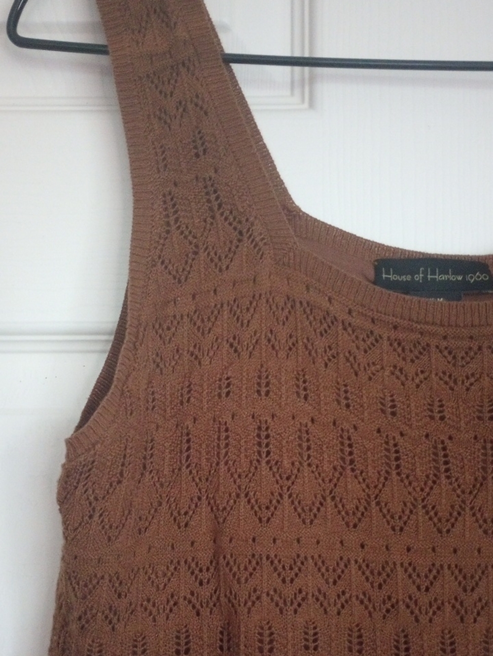House of Harlow 1960 Brown Crochet Peplum Tank Top M - Picture 2 of 8